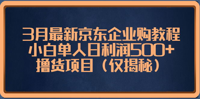 （5277期）最新京东企业购教程，小白单人日利润500+撸货项目（仅揭秘）-阿宵项目网